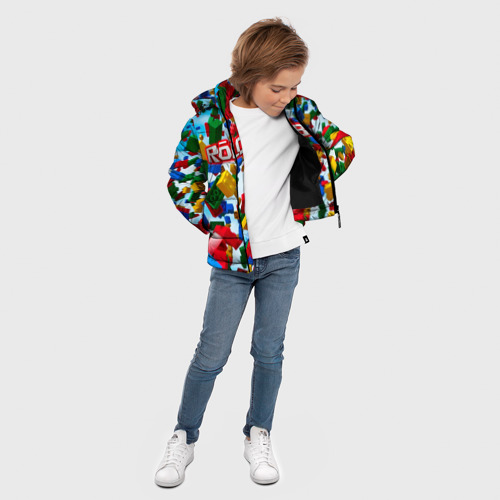 Зимняя куртка для мальчиков 3D с принтом Roblox Cubes, вид сбоку #3