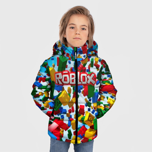Зимняя куртка для мальчиков 3D с принтом Roblox Cubes, фото на моделе #1