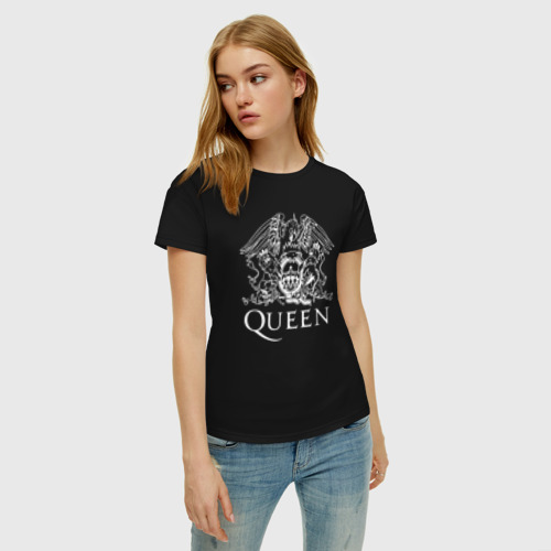 Женская футболка хлопок Queen Фредди Меркьюри, цвет черный - фото 3