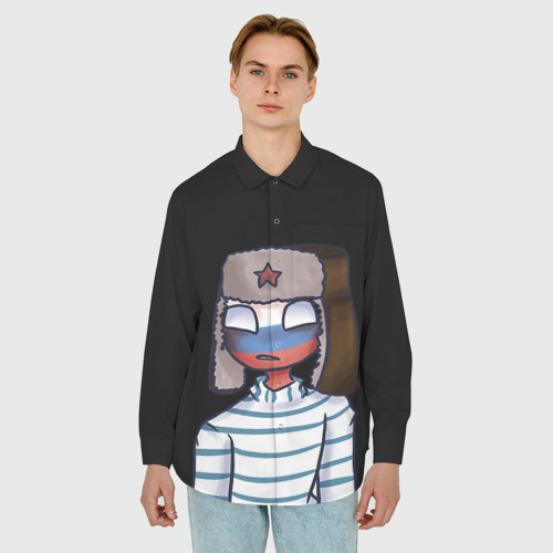Мужская рубашка oversize 3D с принтом CountryHumans - Россия, фото на моделе #1