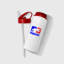 Бутылка для воды с трубочкой Лимп Бизкит логотип - фото 2