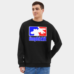 Мужской свитшот oversize без начеса хлопок Лимп Бизкит логотип - фото 2
