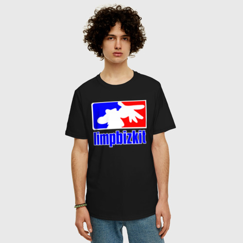 Мужская футболка хлопок Oversize Лимп Бизкит логотип, цвет черный - фото 3