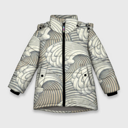 Зимняя куртка для девочек 3D Арт волны