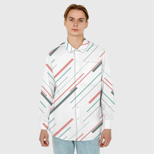 Мужская рубашка oversize 3D с принтом Геометрический стиль, фото на моделе #1