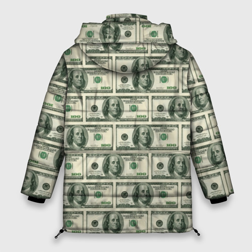 Женская зимняя куртка 3D с принтом Денежная тема, вид сзади #1