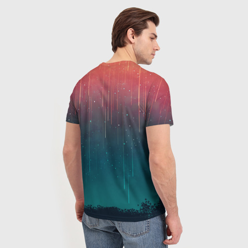 Мужская футболка 3D с принтом Космический Дождь, вид сзади #2
