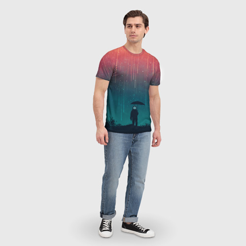 Мужская футболка 3D с принтом Космический Дождь, вид сбоку #3