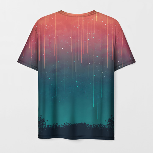 Мужская футболка 3D с принтом Космический Дождь, вид сзади #1