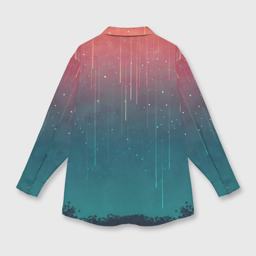 Женская рубашка oversize 3D с принтом Космический Дождь, вид сзади #1