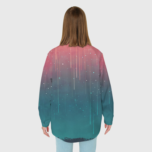 Женская рубашка oversize 3D с принтом Космический Дождь, вид сзади #2