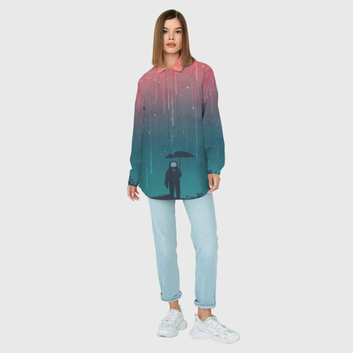 Женская рубашка oversize 3D с принтом Космический Дождь, вид сбоку #3