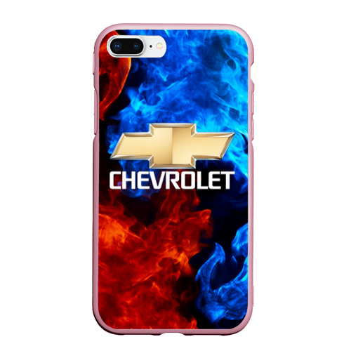 Чехол для iPhone 7Plus/8 Plus матовый Chevrolet Шевроле, цвет розовый