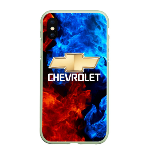 Чехол для iPhone XS Max матовый Chevrolet Шевроле, цвет салатовый