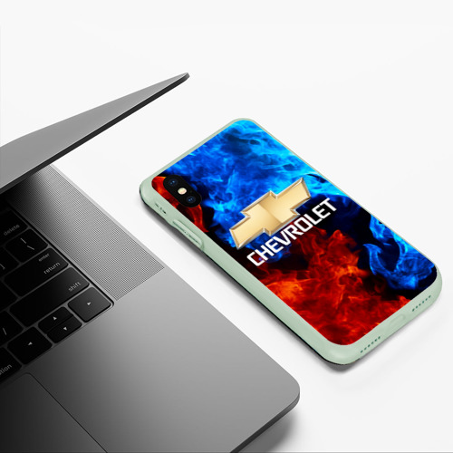 Чехол для iPhone XS Max матовый Chevrolet Шевроле, цвет салатовый - фото 5