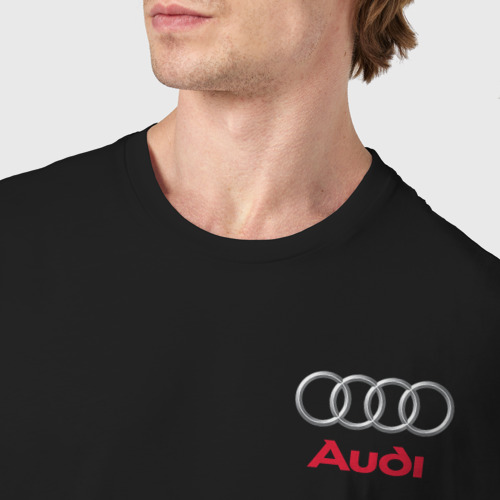 Мужская футболка хлопок Audi Ауди, цвет черный - фото 6