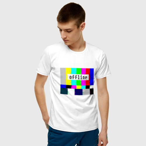 Мужская футболка хлопок Offline, цвет белый - фото 3