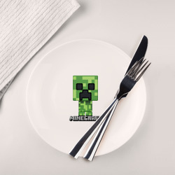 Тарелка с принтом Minecraft для любого человека, вид спереди №2. Цвет основы: белый