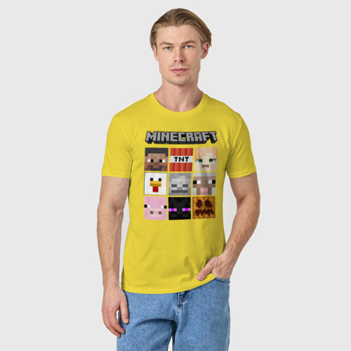 Мужская футболка хлопок Minecraft, цвет желтый - фото 3