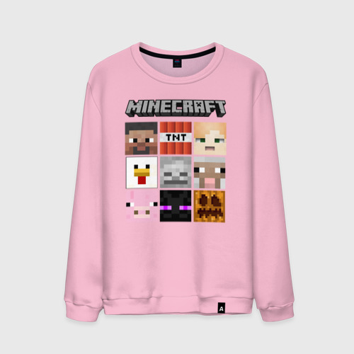 Мужской свитшот хлопок Minecraft, цвет светло-розовый