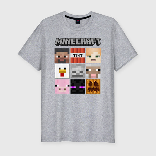 Мужская футболка хлопок Slim Minecraft, цвет меланж