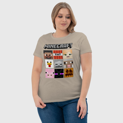Женская футболка хлопок Minecraft, цвет миндальный - фото 6