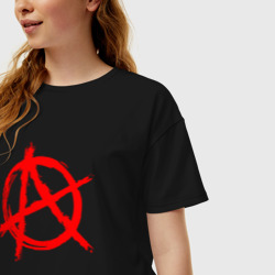 Женская футболка хлопок Oversize Анархия anarchy - фото 2