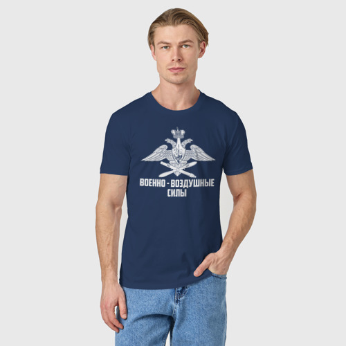 Мужская футболка хлопок Военно - воздушные силы, цвет темно-синий - фото 3