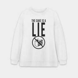 Женский свитшот oversize без начеса хлопок Portal cake is a lie