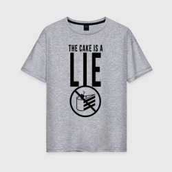 Женская футболка хлопок Oversize Portal cake is a lie