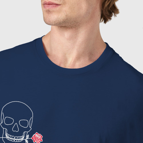 Мужская футболка хлопок с принтом Череп с розой, фото #4