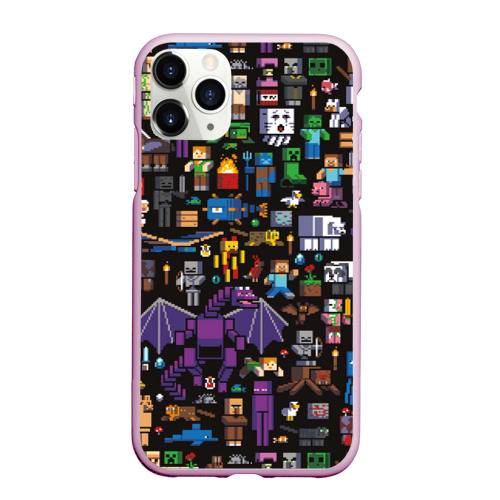 Чехол для iPhone 11 Pro Max матовый Minecraft, цвет розовый