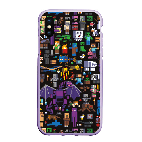 Чехол для iPhone XS Max матовый Minecraft, цвет светло-сиреневый