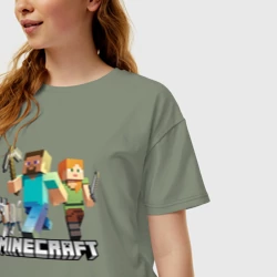 Женская футболка хлопок Oversize Minecraft Майнкрафт - фото 2