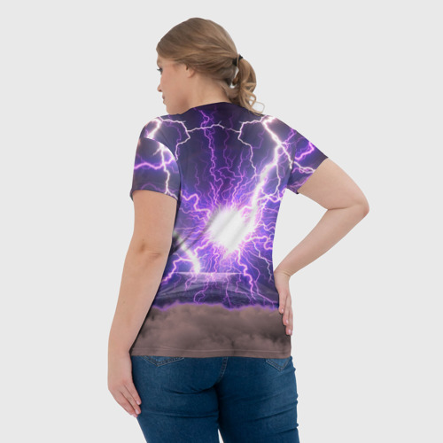 Женская футболка 3D с принтом Котушка Теслы, вид сзади #2