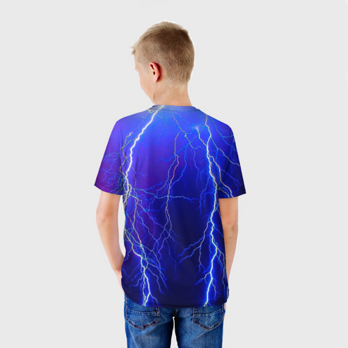 Детская футболка 3D с принтом Грозовой кошак, вид сзади #2