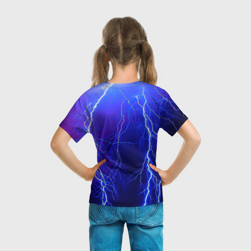 Детская футболка 3D с принтом Грозовой кошак, вид сзади #2