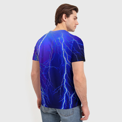 Мужская футболка 3D с принтом Грозовой кошак, вид сзади #2