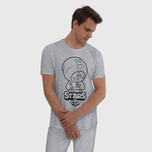 Мужская пижама хлопок с принтом Brawl Stars LEON (раскраска), фото на моделе #1