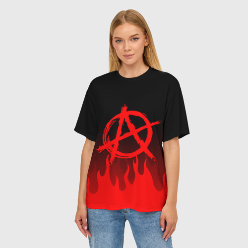 Женская футболка oversize 3D Анархия anarchy, цвет 3D печать - фото 3