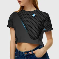 Женская футболка Crop-top 3D BMW textura БМВ текстура - фото 2