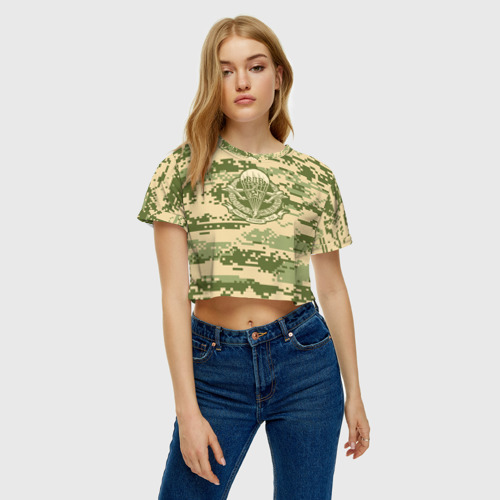 Женская футболка Crop-top 3D ВДВ СССР, цвет 3D печать - фото 3