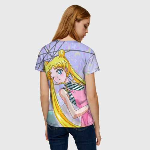 Женская футболка 3D с принтом Sailor Moon, вид сзади #2