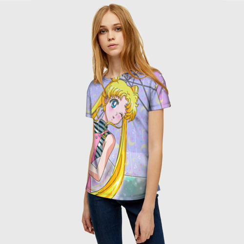 Женская футболка 3D с принтом Sailor Moon, фото на моделе #1