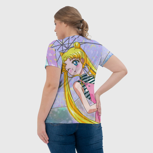 Женская футболка 3D с принтом Sailor Moon, вид сзади #2