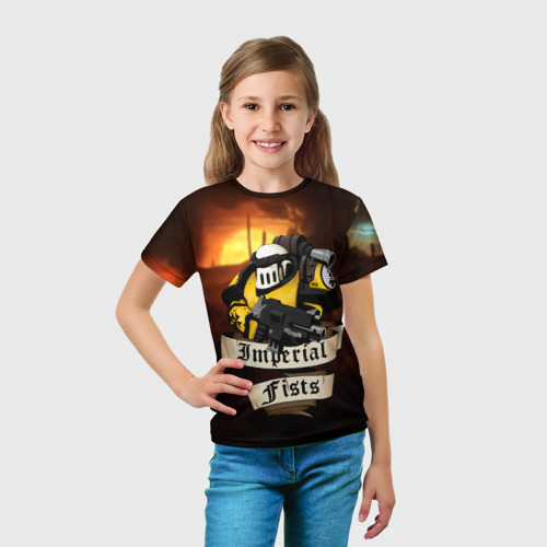 Детская футболка 3D с принтом Imperial Fists, вид сбоку #3