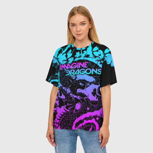 Женская футболка oversize 3D Imagine Dragons, цвет 3D печать - фото 3