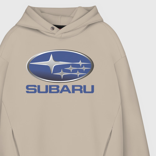 Мужское худи Oversize хлопок Subaru, цвет миндальный - фото 4