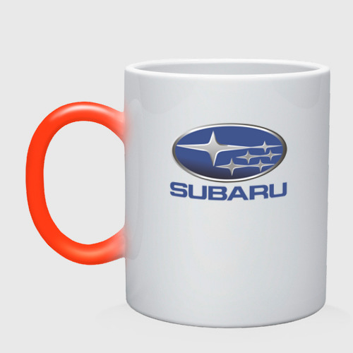 Кружка хамелеон Subaru, цвет белый + красный