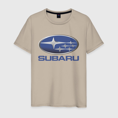 Мужская футболка хлопок Subaru, цвет миндальный